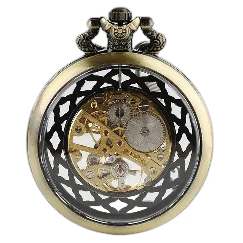 Orologio da tasca scheletrato rotondo di lusso dal design elaborato e dettagliato