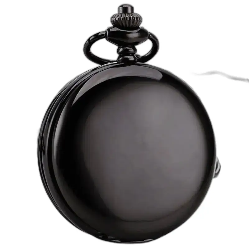 Elegante orologio da tasca steampunk doppio mezzo cacciatore con elegante finitura nera