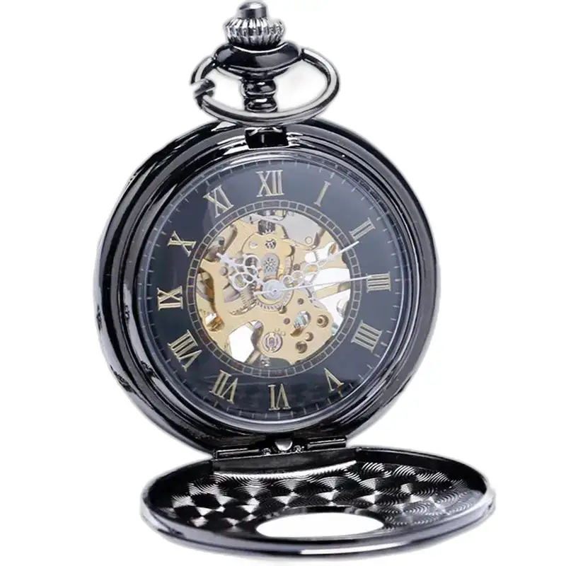 Orologio da tasca nero Steampunk Luxury in elegante scatola