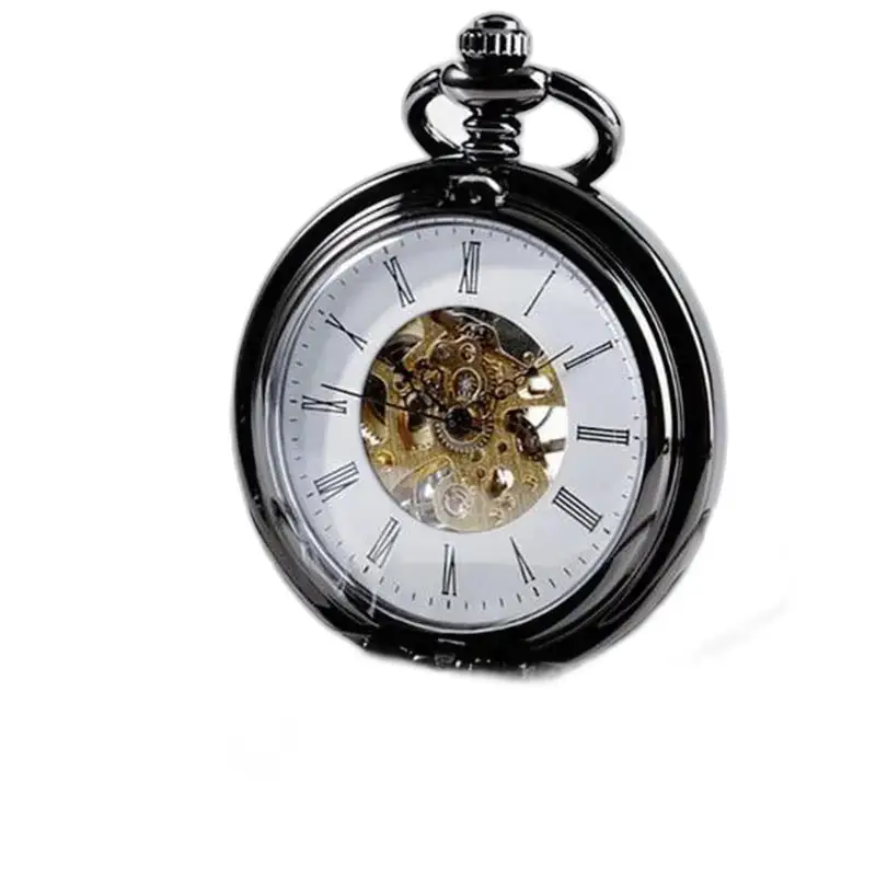 Orologio da tasca dallo stile chic con doppia patta nera per uomo elegante