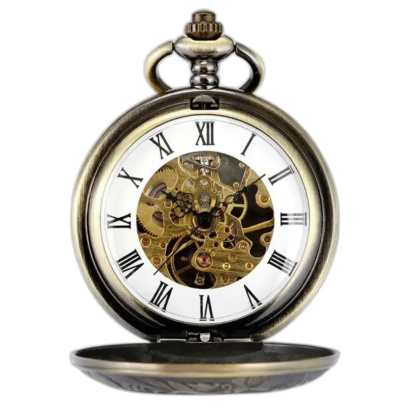 Orologio da tasca stile Demi Hunter con meccanismo ad ingranaggi a vista