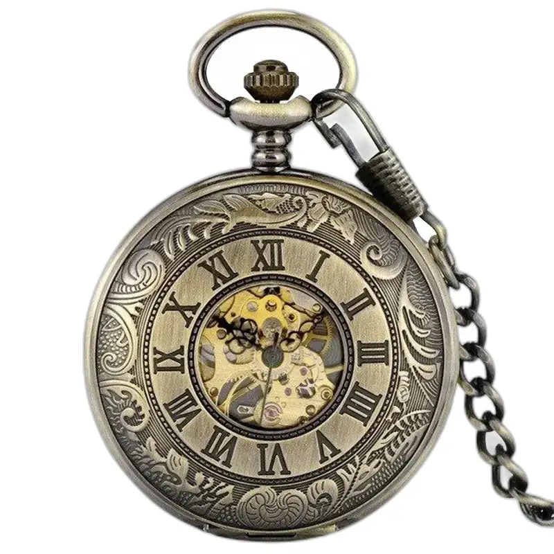 Orologio da tasca in stile Demi Chasseur con un design in bronzo ornato