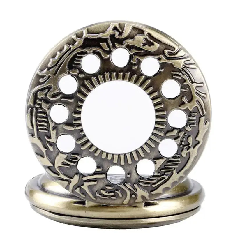 Orologio da tasca in stile vintage con cassa in bronzo decorato, raffinato vecchio orologio