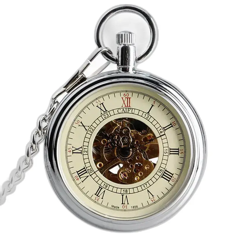Orologio da tasca automatico in argento vintage elegante e classico