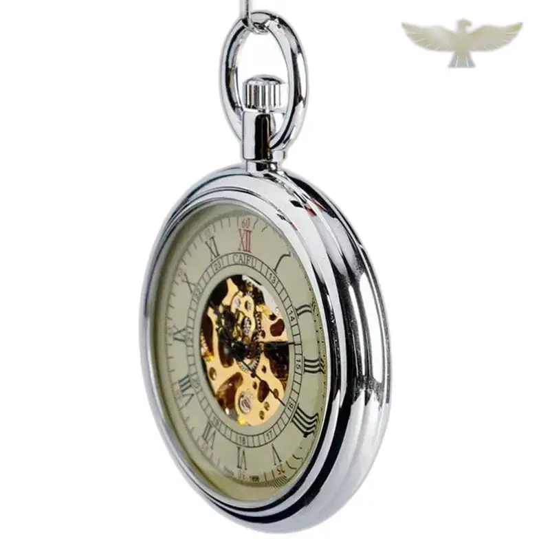 Orologio da tasca vintage automatico argento Luxe Nom con cassa in metallo argentato