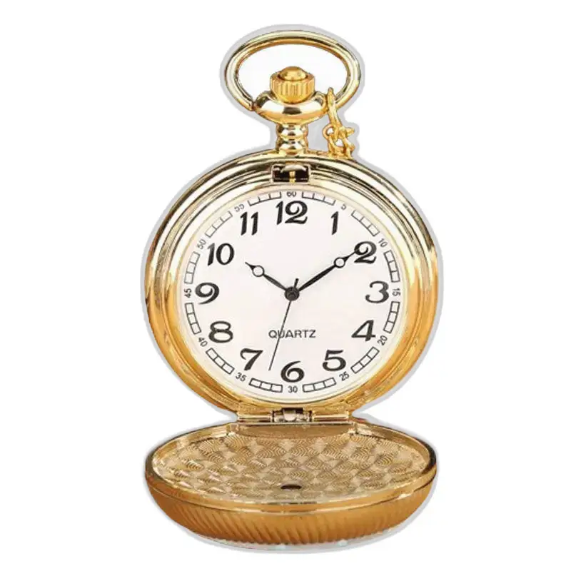 Orologio da tasca vintage con fiori rossi e dorati con quadrante dorato aperto