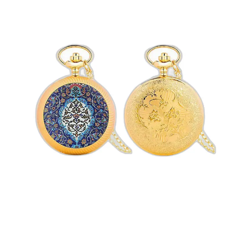 Due eleganti orologi da tasca Fleur Rouge placcati in oro e decorati in oro