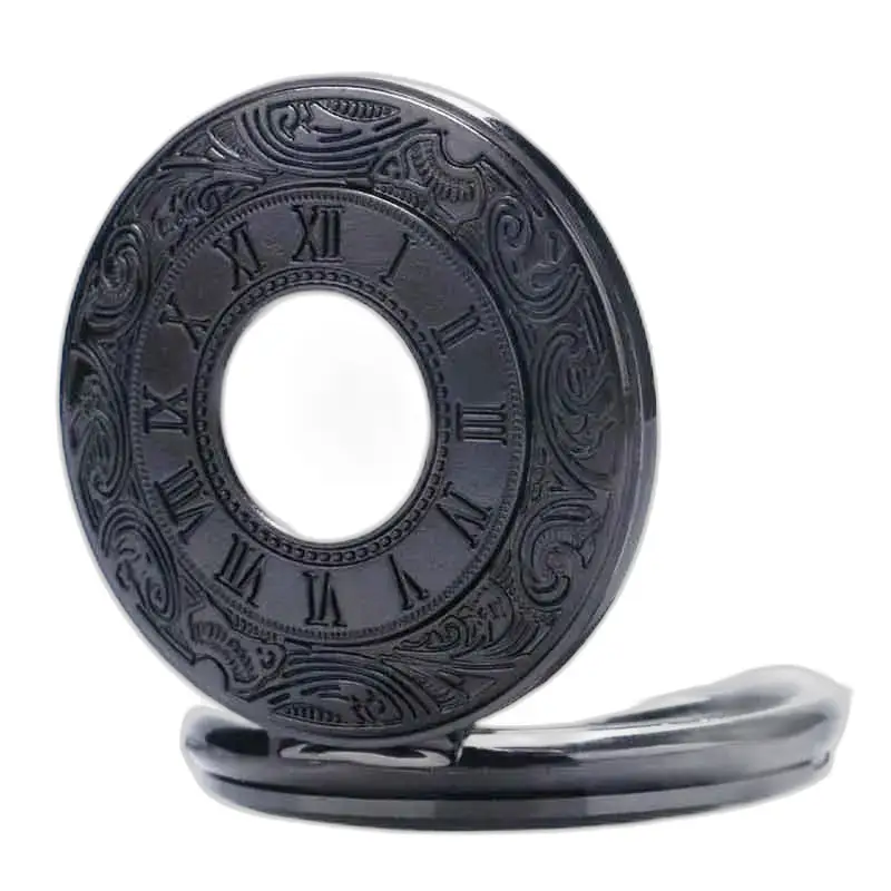 Orologio da tasca Steampunk a soffietto in cobalto con cassa nera e numeri romani
