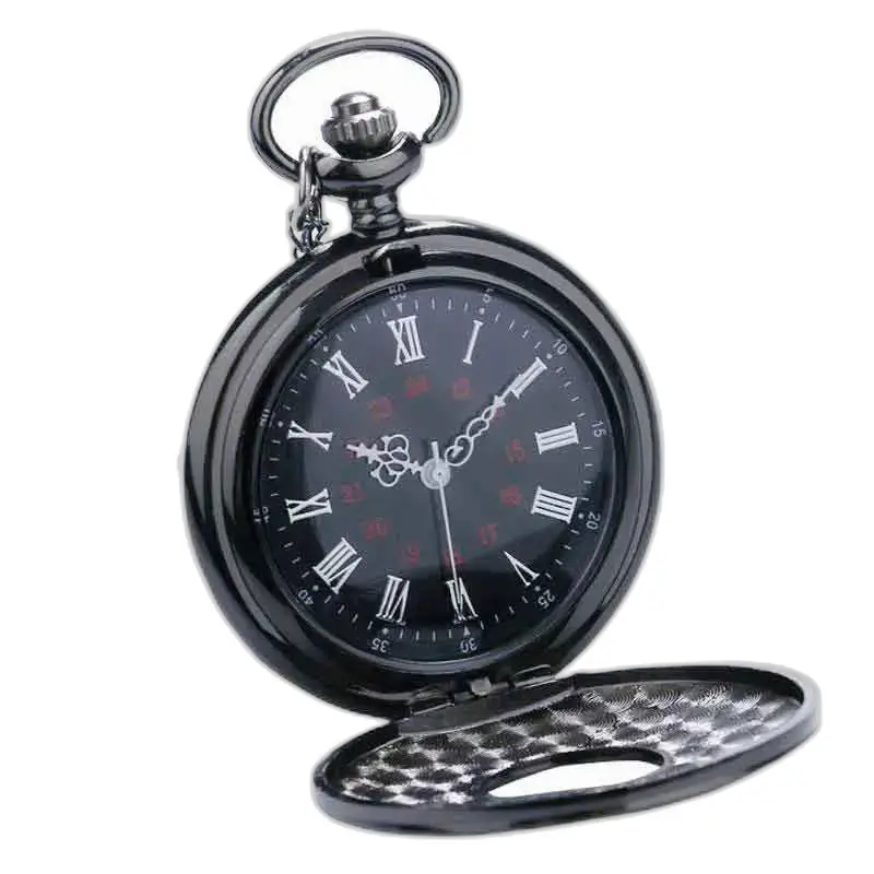 Steampunk Cobalt Gusset Pocket Watch, orologio nero con raffinati numeri romani