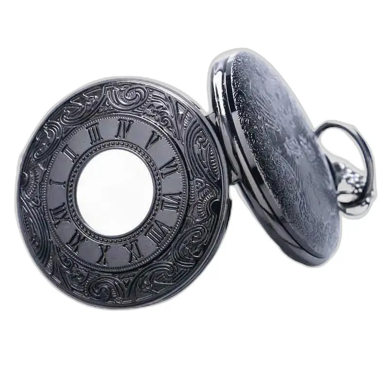 Orologio da tasca Steampunk Cobalto, elegante modello nero e decorato