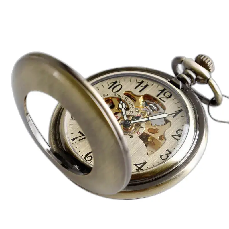 Orologio da tasca da donna vintage antico con tonalità bronzo aperto