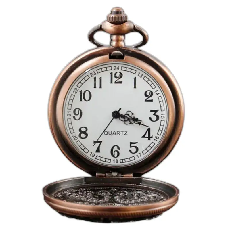 Orologio collana aperto al quarzo con preziose pietre blu e finitura bronzo