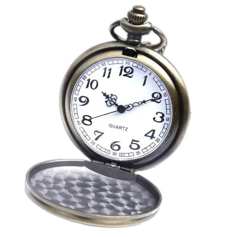 Orologio con collana alla moda con ali d'angelo e orologio da tasca in bronzo aperto