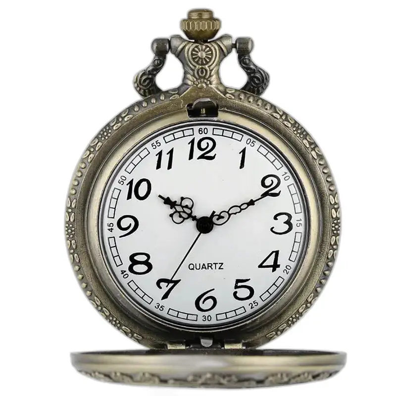 Orologio vintage con collana Alice e orologio da tasca con quadrante bianco antico