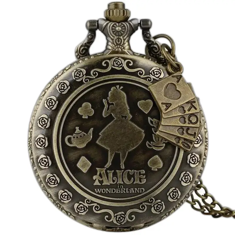 Orologio vintage con collana Alice per donna e uomo con un design ispirato ad Alice nel Paese delle Meraviglie