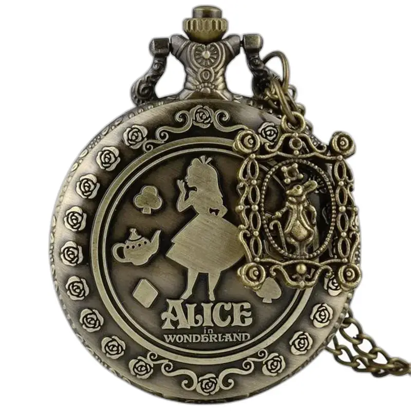 Orologio vintage con collana Alice per donna e uomo con orologio con collana ispirato ad Alice nel Paese delle Meraviglie