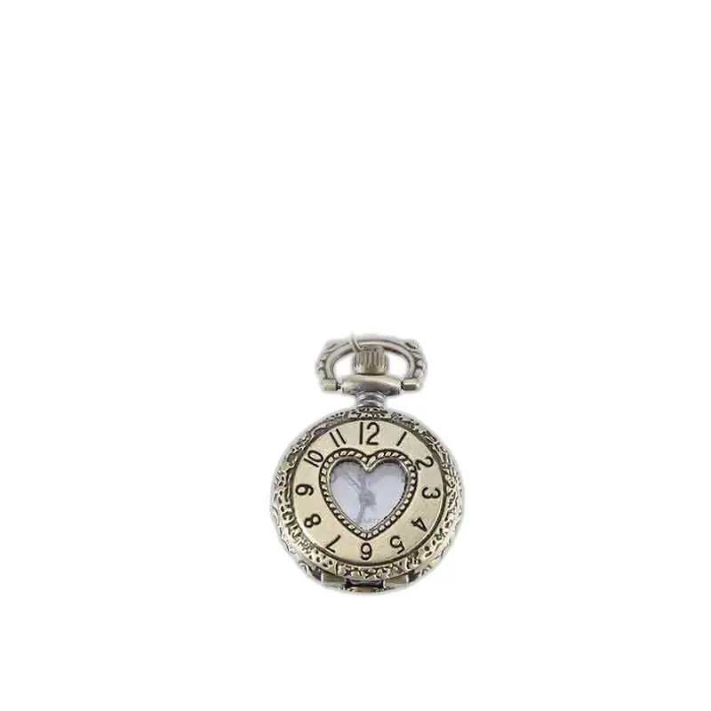 Orologio antico con collana con cuore inciso, orologio pendente elegante e vintage