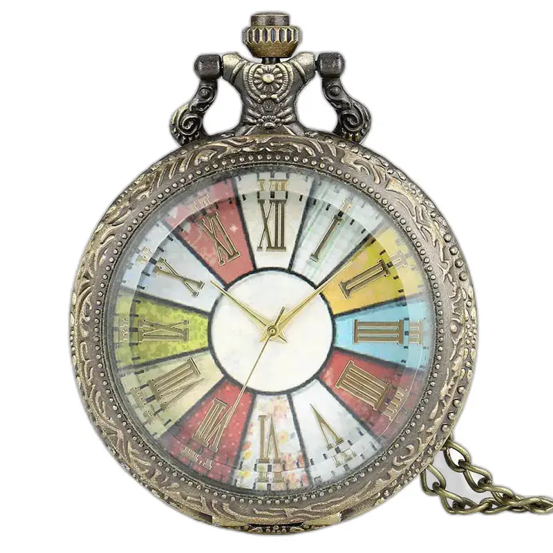 Orologio antico con collana vintage in bronzo dal design colorato e decorato