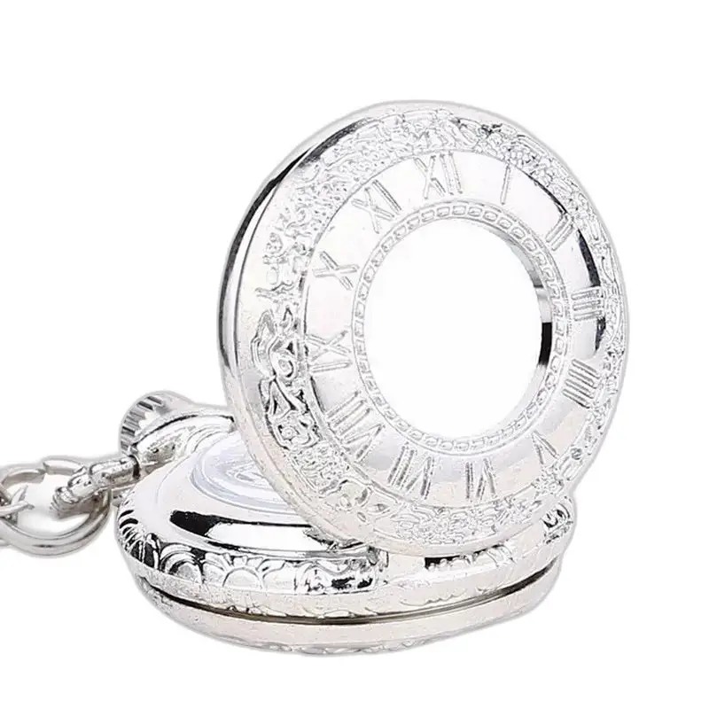 Orologio vintage con collana in argento con orologio in argento ed eleganti numeri romani