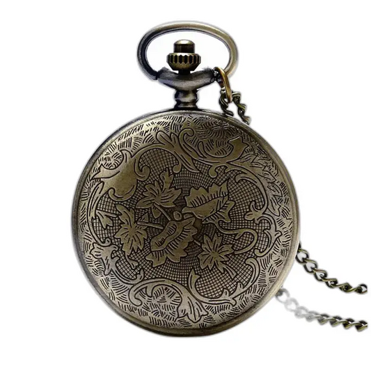 Orologio da collana con bussola in stile vintage per uomo e donna con un orologio da tasca in argento decorato