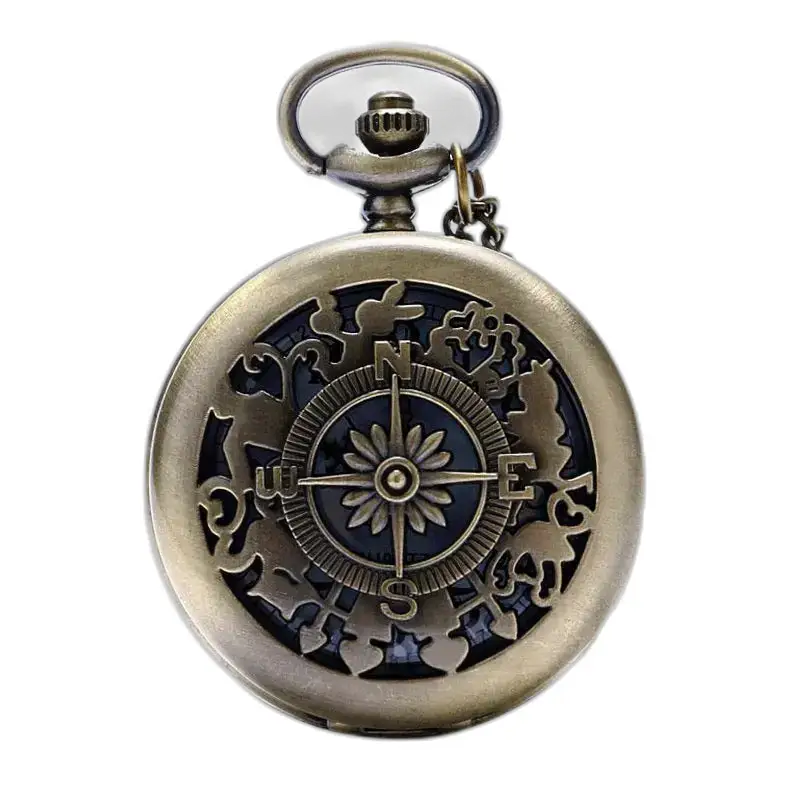 Orologio da collana con bussola in stile vintage per uomo e donna con bussola in bronzo antico