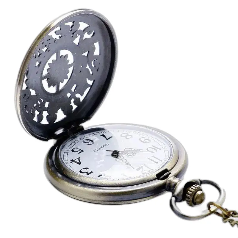 Orologio da collana con bussola stile vintage per uomo e donna con orologio da collana aperto e decorato