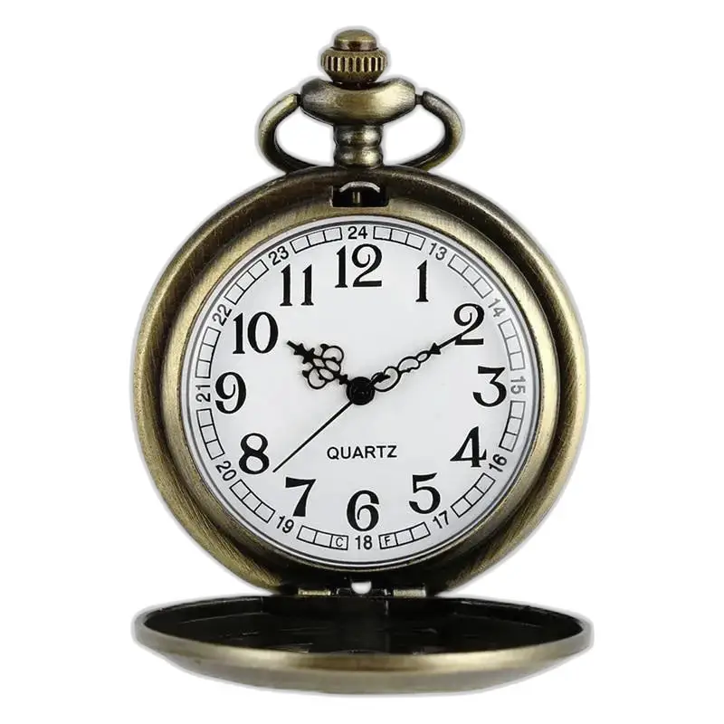 Orologio da tasca in stile antico Collana con orologio Bronzo Fiore geometrico Retro elegante