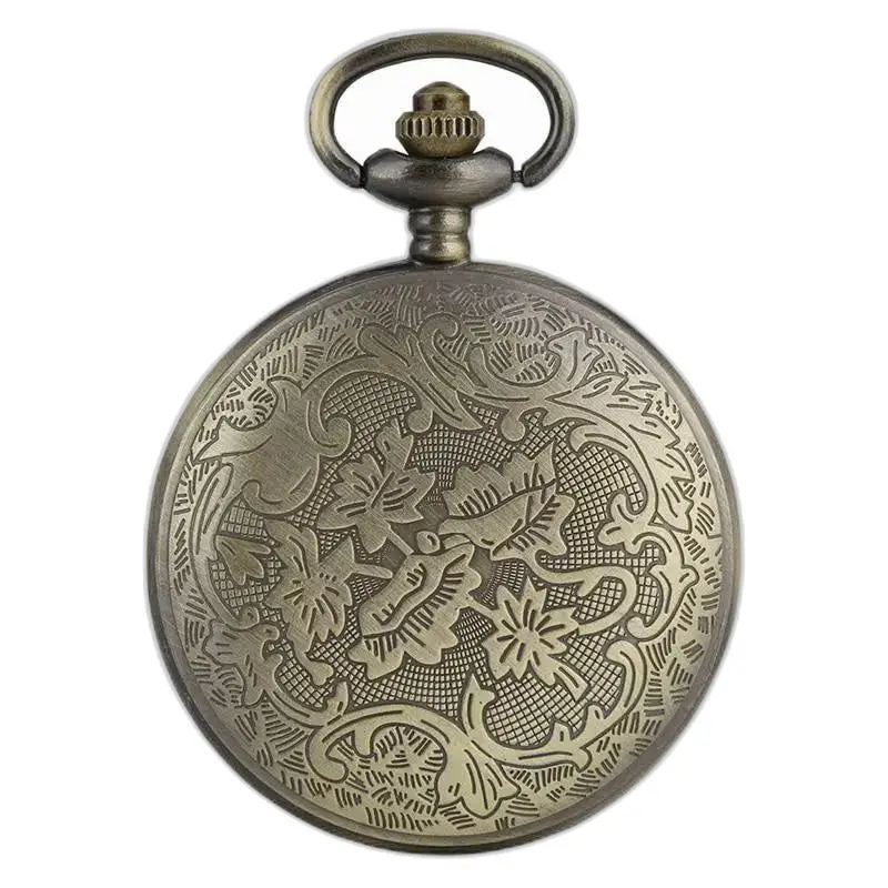 Orologio da tasca in bronzo decorato con collana in bronzo Orologio floreale geometrico retrò elegante