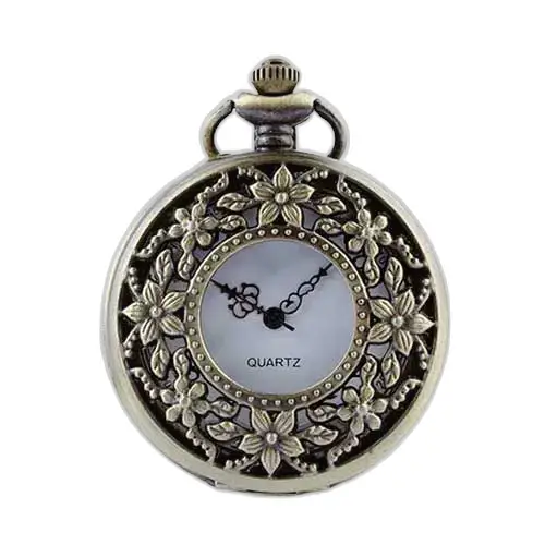 Orologio da donna vintage con collana di fiori in bronzo con eleganti decorazioni floreali in bronzo