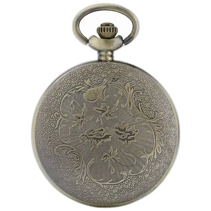 Orologio da donna vintage con collana in bronzo a fiori e orologio da tasca in bronzo decorato