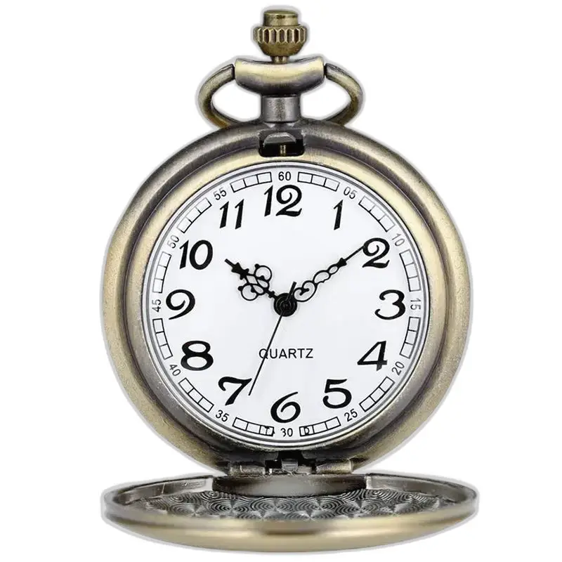 Orologio da donna con collana vintage in bronzo con fiori e elegante orologio da tasca antico