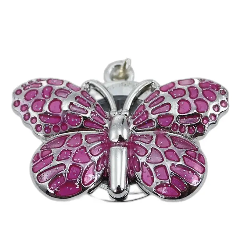 Ciondolo a farfalla rosa e argento dell'orologio da collana da donna Butterfly Chic