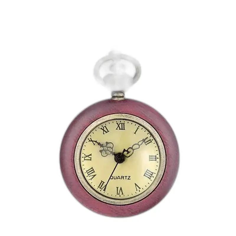 Orologio moderno con collana in legno con quadrante aperto e numeri romani marrone