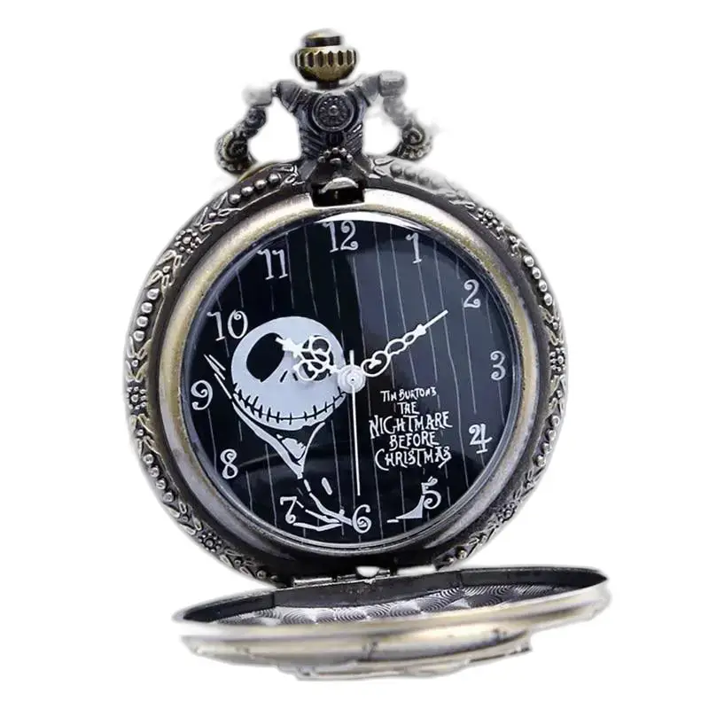 Orologio collana Nightmare Before Christmas in bronzo con design ispirato al film classico