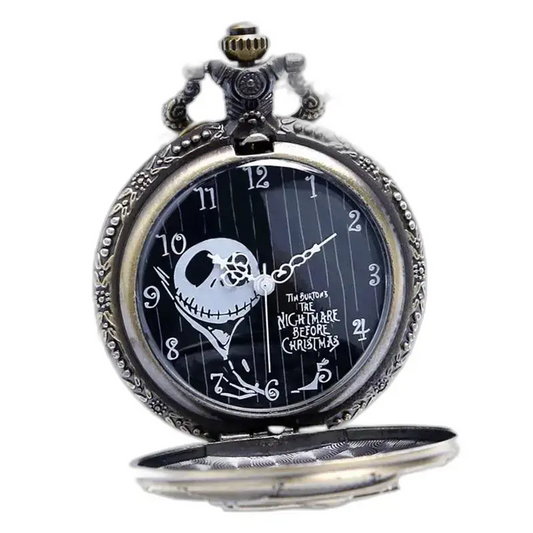 Orologio collana Nightmare Before Christmas in bronzo con design ispirato al film classico