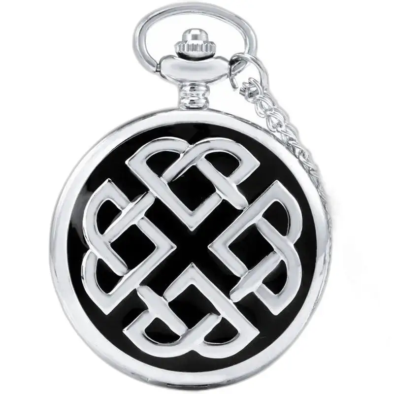 Orologio classico con collana in corda celtica in argento con design a nodo celtico in argento