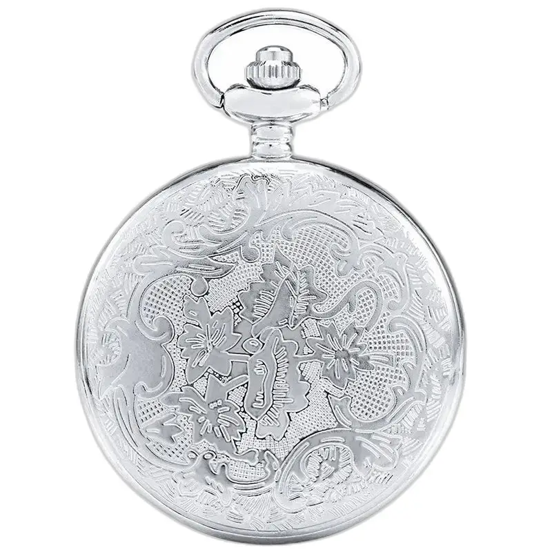 Orologio classico con collana in argento con corda celtica con incisioni floreali in argento