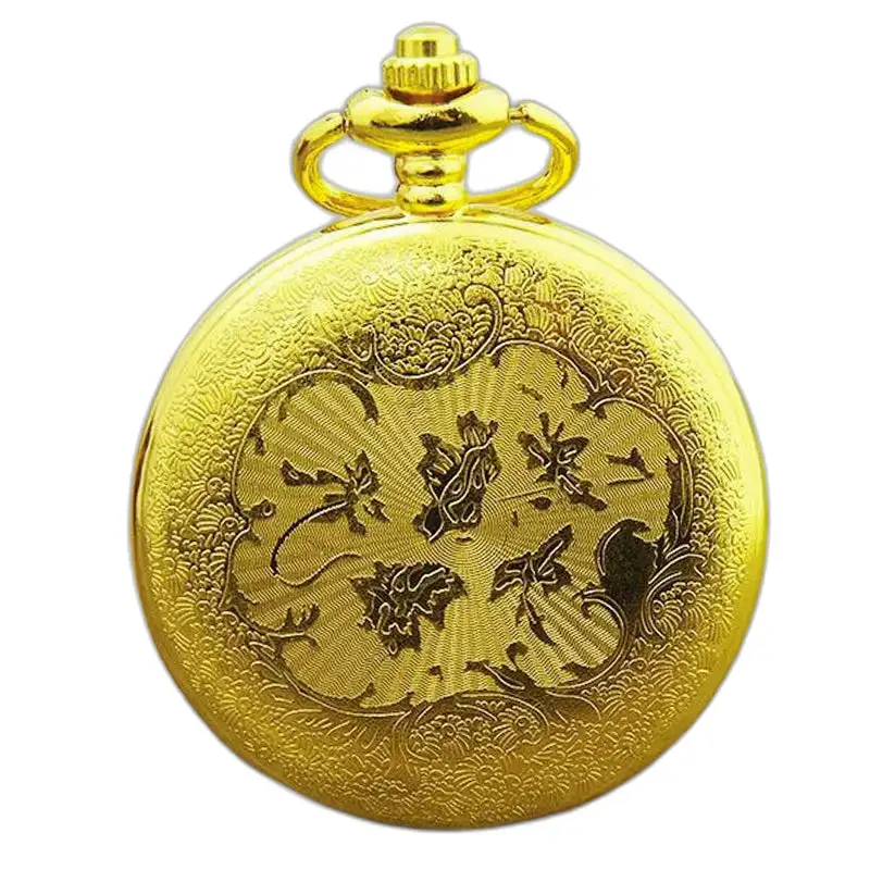 Elegante orologio con collana in pietre preziose d'oro e orologio da tasca in oro decorato