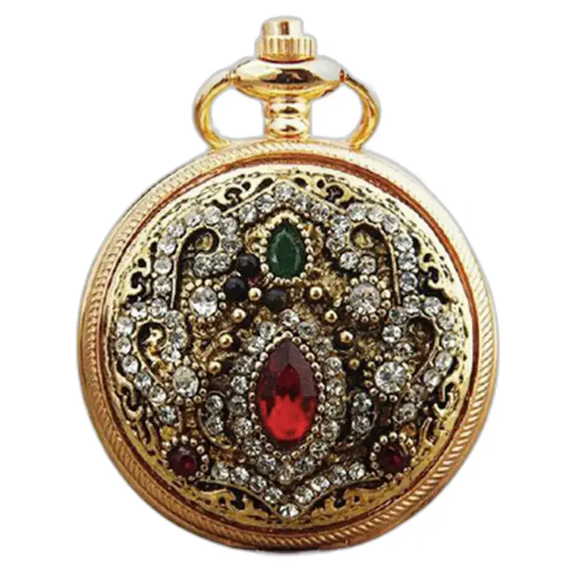 Orologio da collana Chic Royale per uomo donna con orologio in oro decorato con pietre preziose
