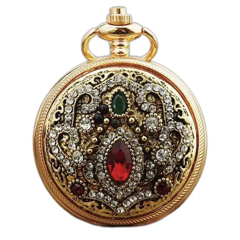 Orologio da collana Royale chic con orologio da collana impreziosito da pietre preziose dorate