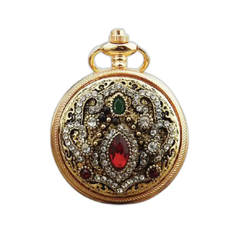 Orologio da collana Chic Royale per uomo donna con orologio da collana in oro e pietre preziose