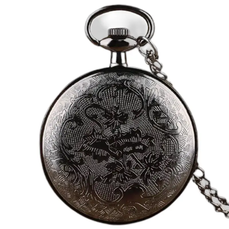 Orologio classico vintage con collana nera per donna e uomo con orologio con collana e catena in argento