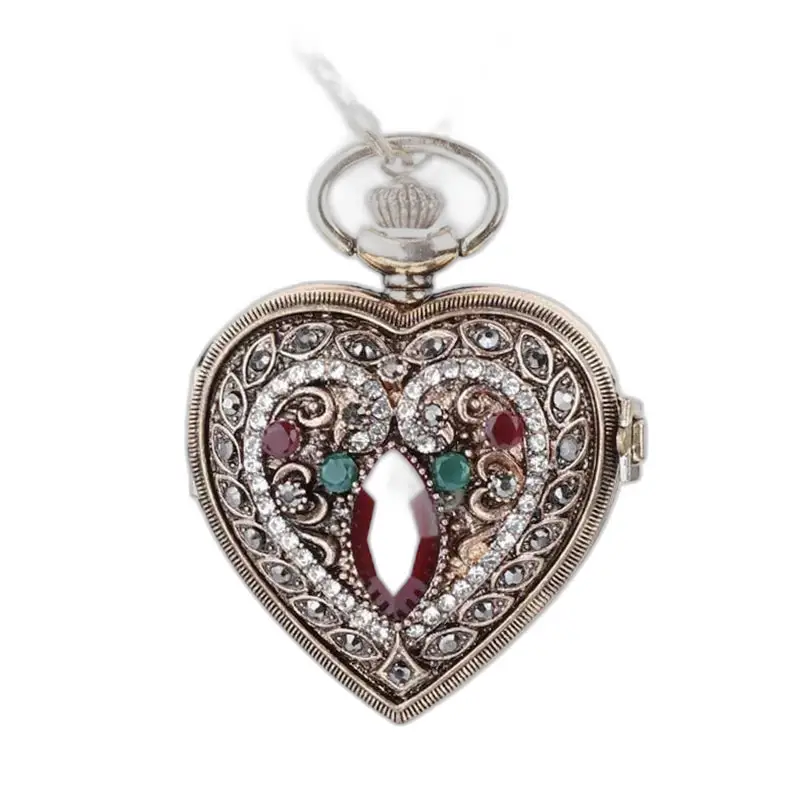 Orologio con collana Open Flip Diamond Heart dall'elegante design a forma di cuore