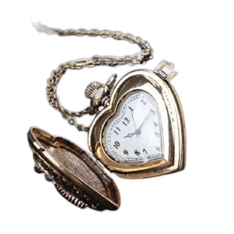 Orologio con collana a cuore di diamanti, orologio con collana a cuore vintage con catena elegante