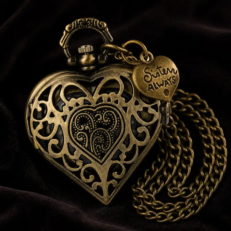 Orologio da taschino da uomo con collana a forma di cuore al quarzo - Univers Gousset
