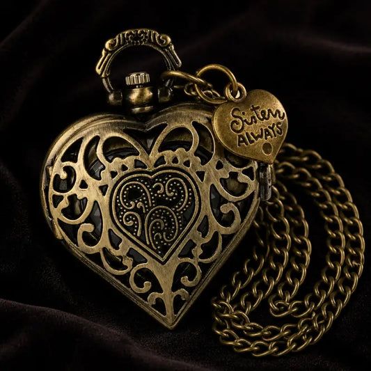 Orologio da taschino da uomo con collana a forma di cuore al quarzo - Univers Gousset
