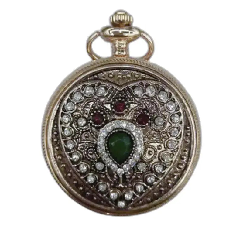 Lussuoso orologio con collana a cuore con pietre preziose e design elegante