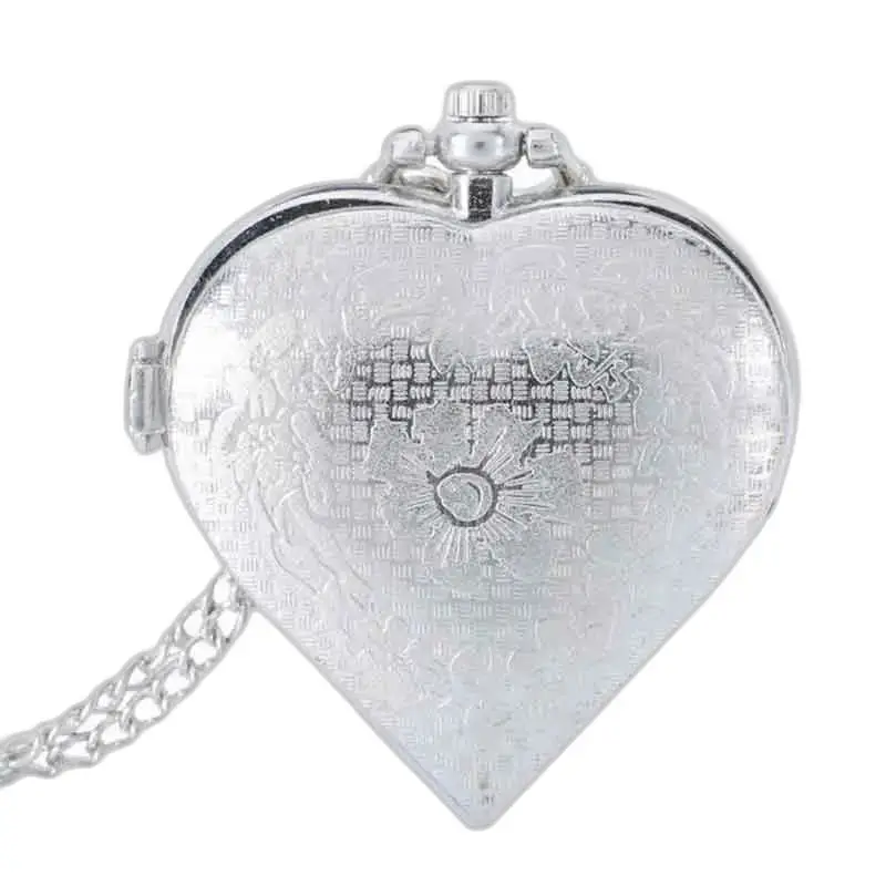 Orologio con collana in argento con cuore fotografico, pendente elegante da donna