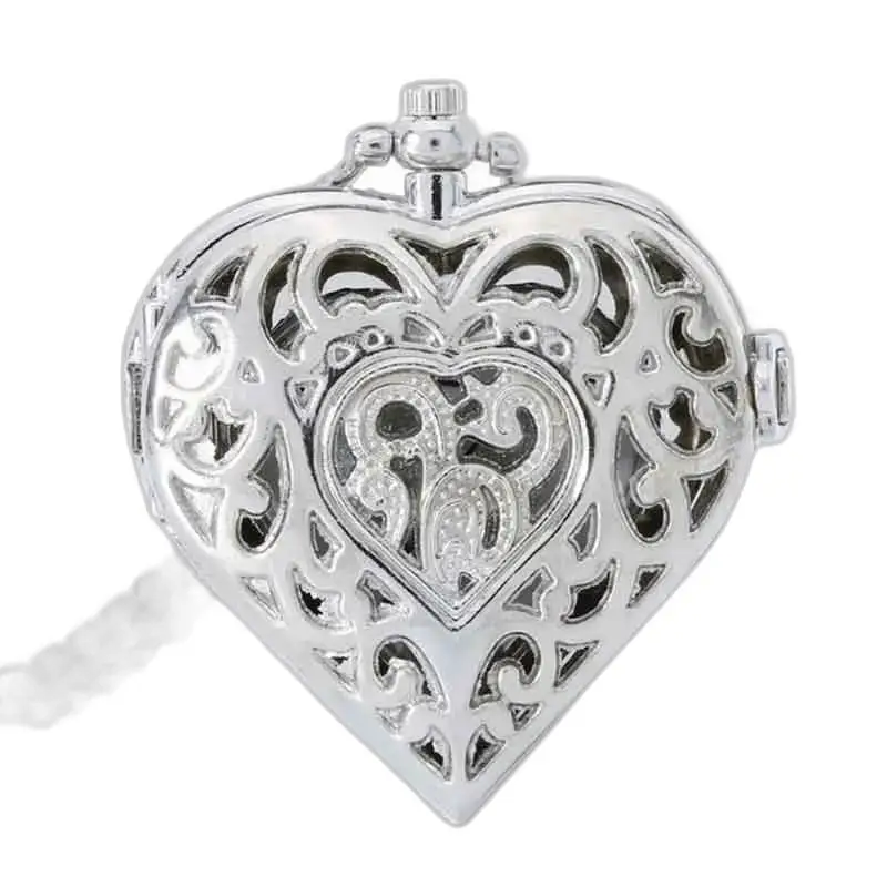 Orologio di lusso con collana a cuore in argento con foto e pendente a cuore in filigrana d'argento