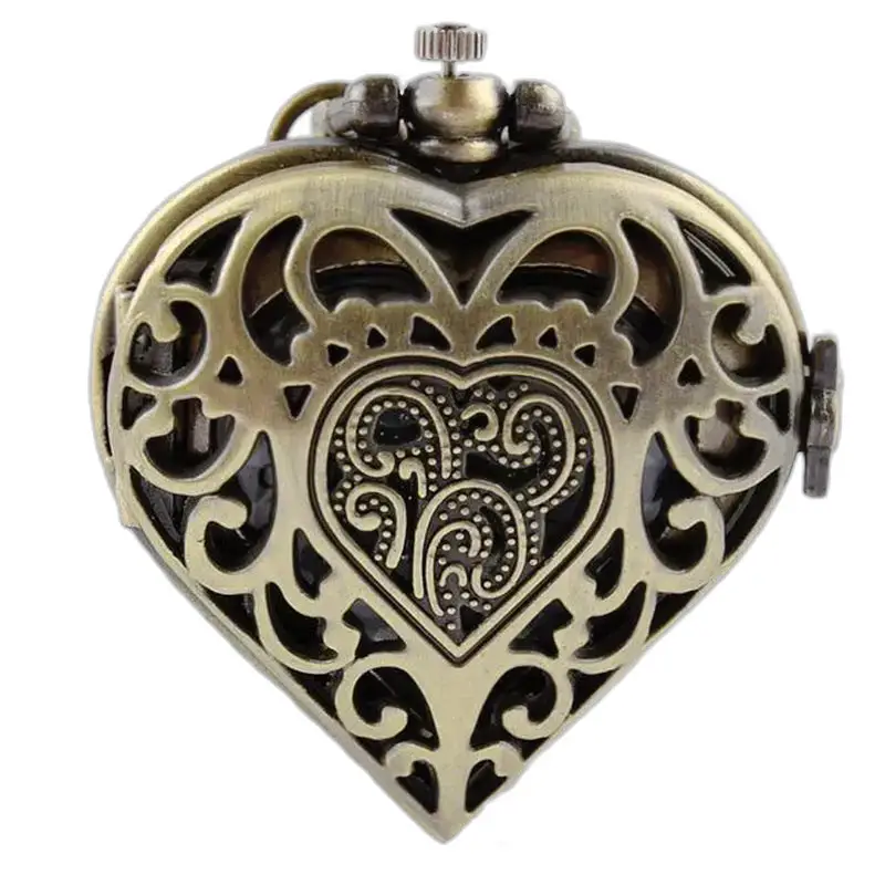 Orologio vintage con collana a cuore in bronzo argentato con elegante design in filigrana